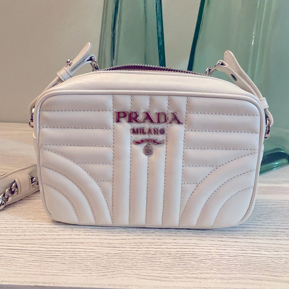 100% Authentic PRADA Diagramme Chain Crossbody Bag